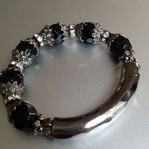 Black, Silver, Rhinestone Bracelet